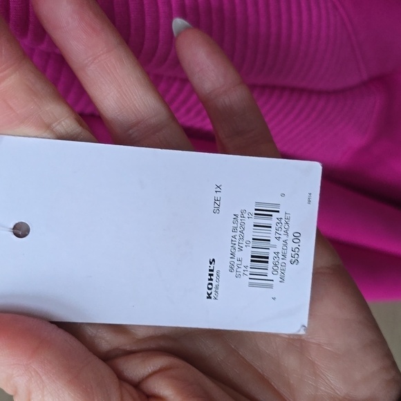 Tek Gear® Hooded Mixed-Media Jacket Plus Size magenta pink NWT 1x - Picture 10 of 12